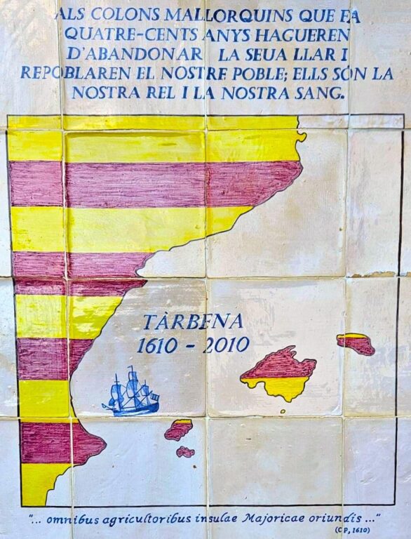 Plaque in Tarbena Village Car Park celebrating the original Mallorcan families.