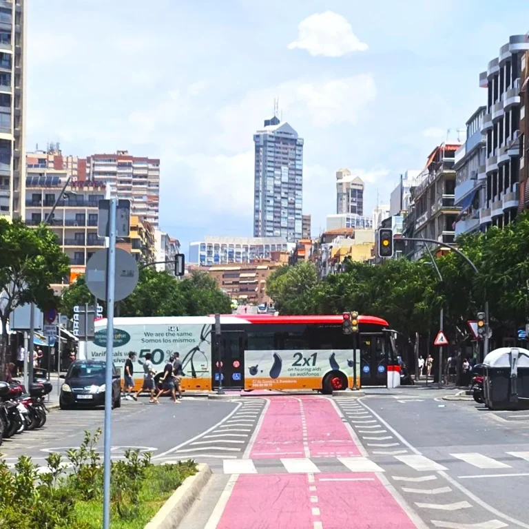 Benidorm Bus crossing AVenida Jaime I.