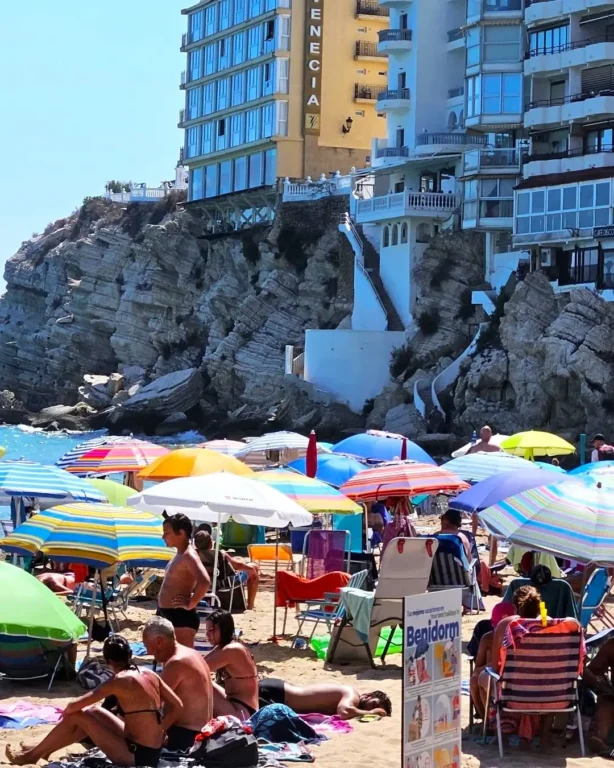 Busy Levante Beach, Benidorm.