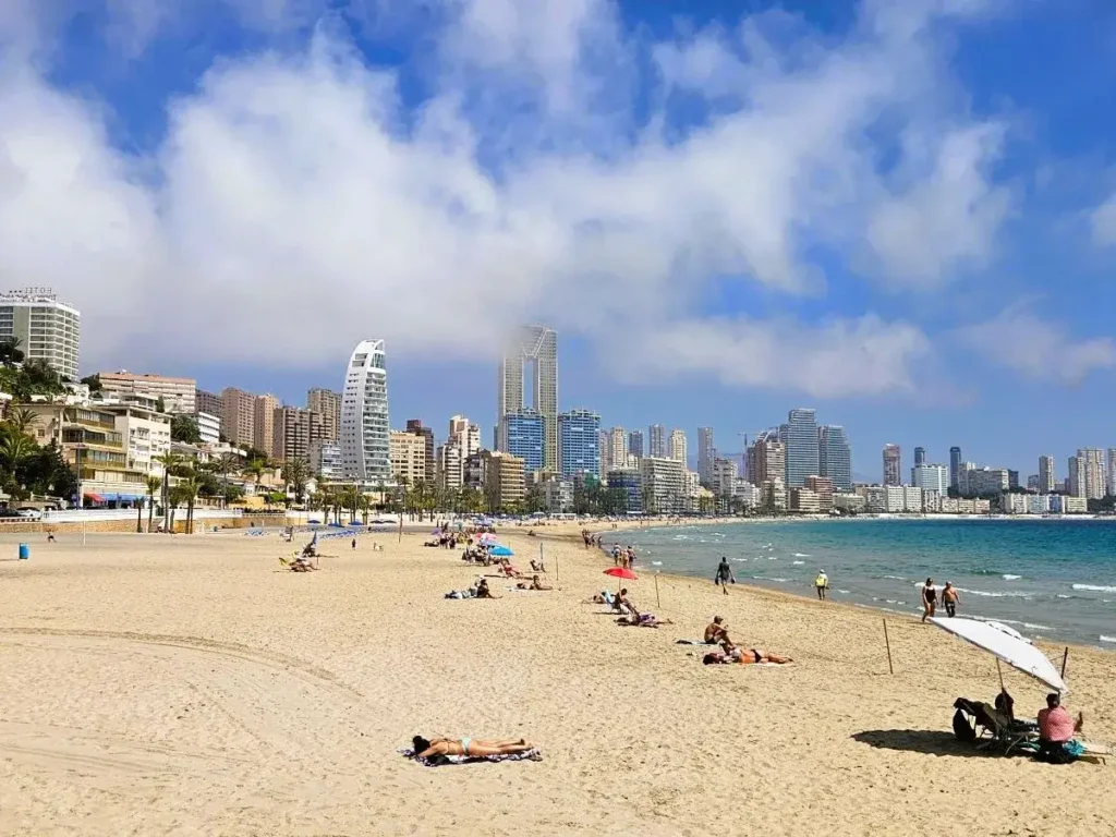 Poniente Beach in April, Benidorm.