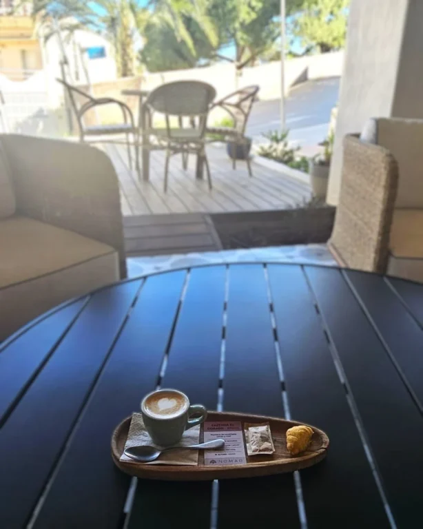 Coffee on the terrace at Nomad Hotel, Benidorm.