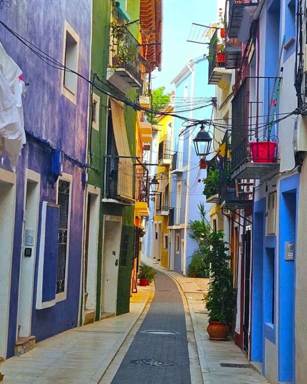 Colourful street in Villajoyosa Old Town.