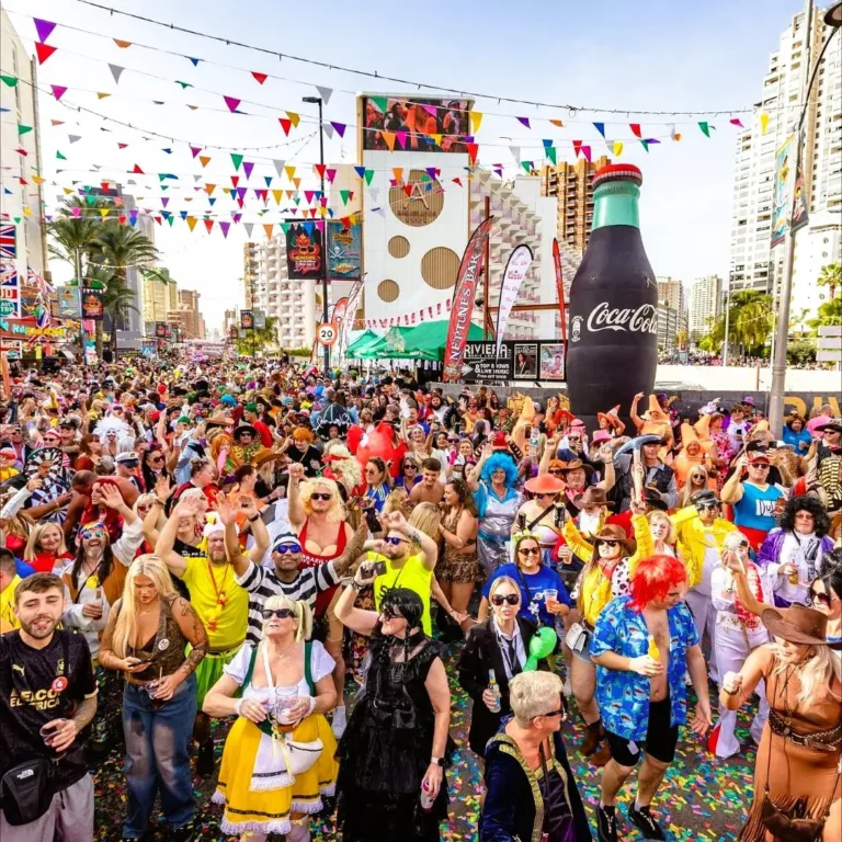 Benidorm Fancy Dress Party, street scene.